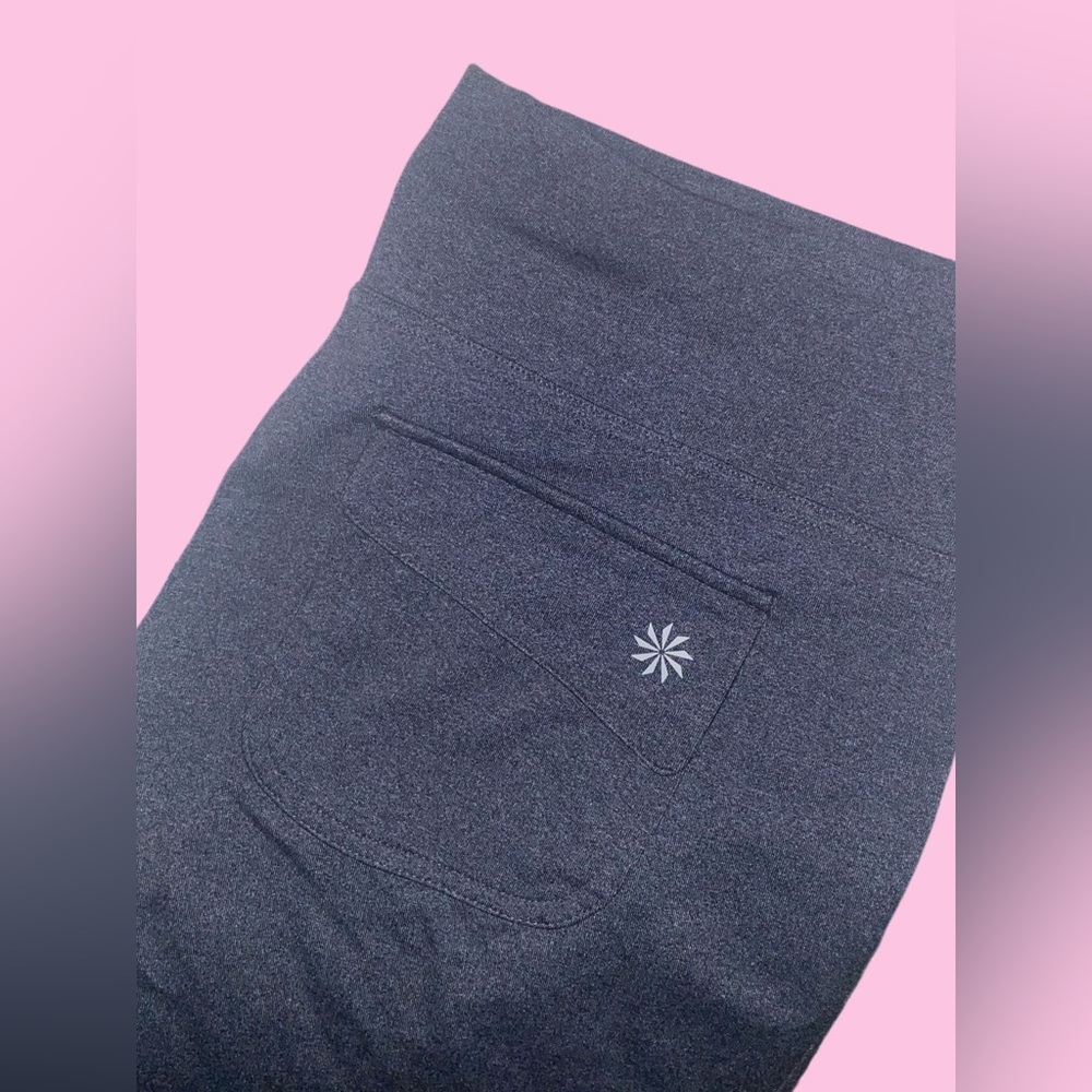 Athleta “Fusion Flare Wide Leg Yoga Pants” in dark heather gray